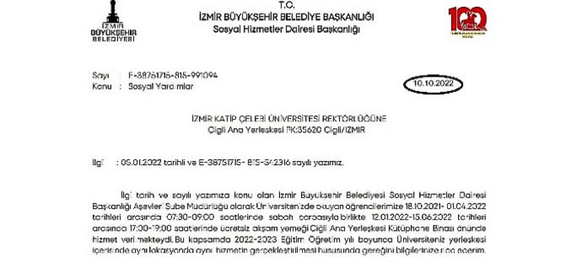 İzmir Büyükşehir Belediyesi Üniversitelilere yemek dağıtımı hakkında açıklama