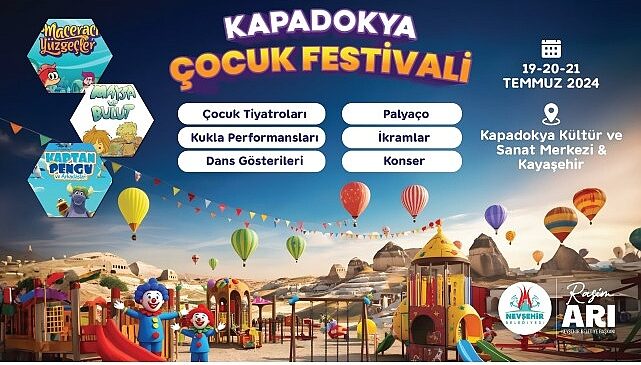 Nevşehir Belediyesi tarafından bu yıl ilk kez düzenlenecek olan Kapadokya Çocuk Festivali, 19-21 Temmuz 2024 tarihleri arasında Kapadokya Kültür ve Sanat Merkezi ve Kayaşehir'de gerçekleştirilecek